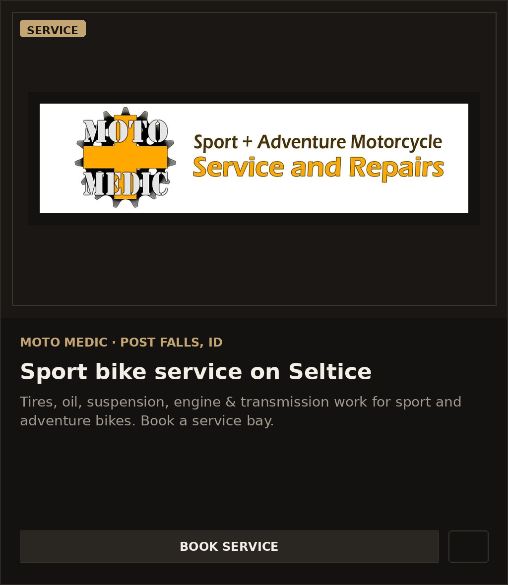 Sample Board placement for Moto Medic · Post Falls, ID